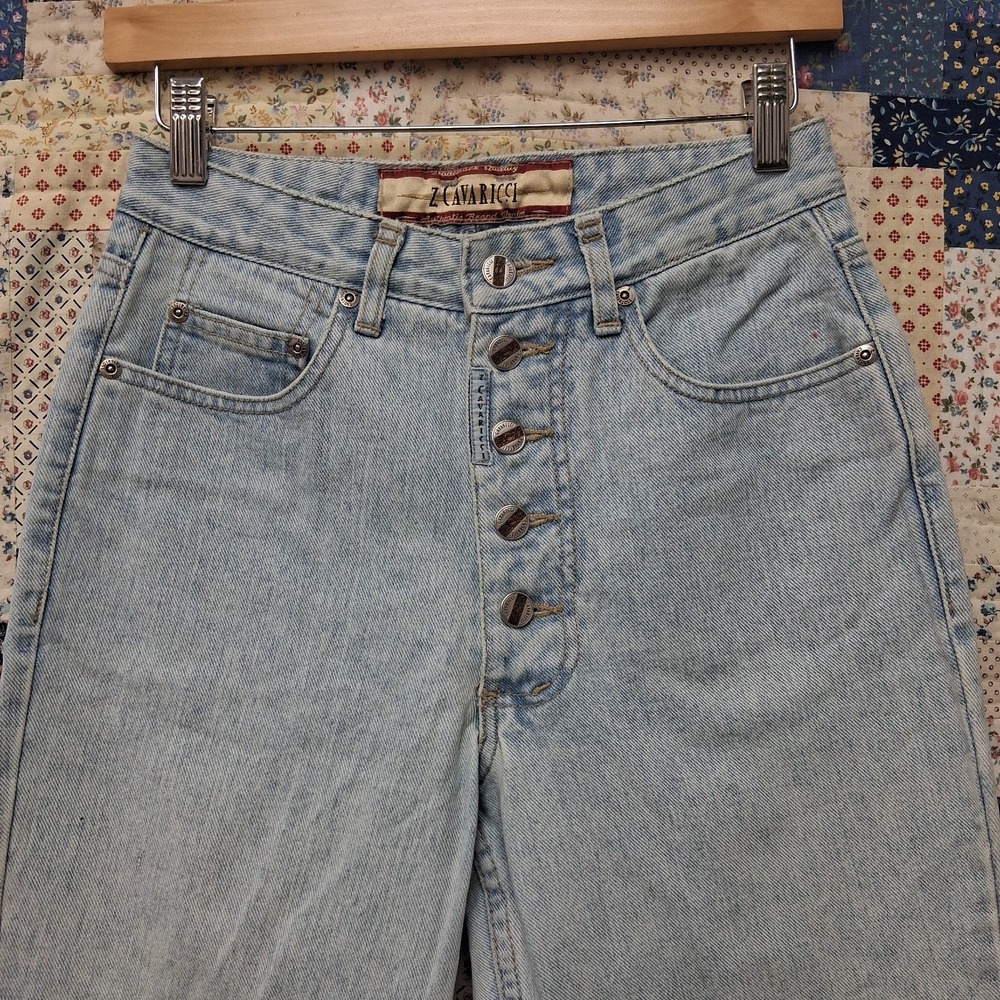 Vintage 90s Z. Cavaricci Womens Blue Jeans Size 28 Button Fly High Rise 26x30